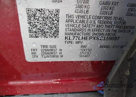 2025 Chevrolet Trax Fwd Lt from USA, damaged, VIN KL77LHEPXSC159097